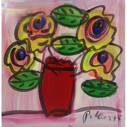 891 - Peter Keil, flowers, signed, inscribed verso Berlin 1975, oil on board, 61 x 61cm