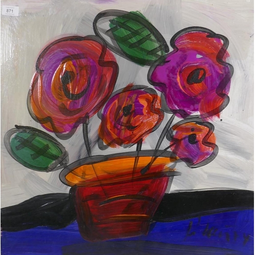 892 - Peter Keil, flowers, signed and dated 74, oil on board, 61 x 61cm