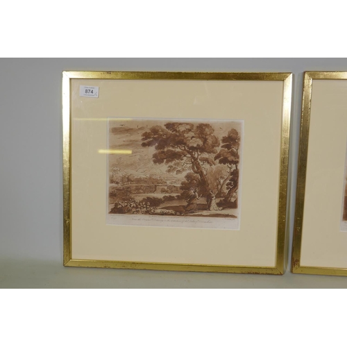 894 - After Claude le Lorrain, two plates from the Liber Veritatis, after original drawings in the collect... 