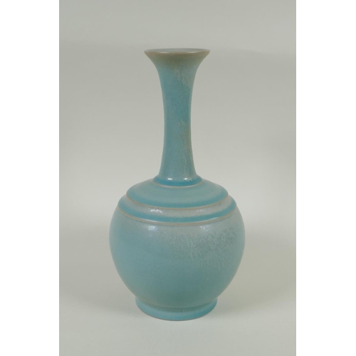 90 - A Chinese crackle glazed ru ware style vase, 27cm high