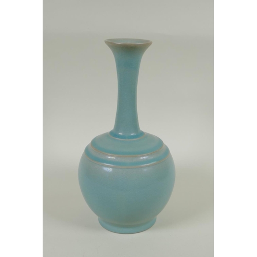 90 - A Chinese crackle glazed ru ware style vase, 27cm high