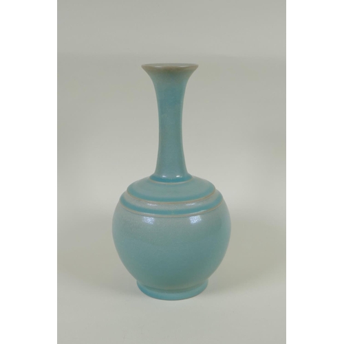 90 - A Chinese crackle glazed ru ware style vase, 27cm high