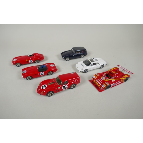 101 - Six Provence Moulage 1:43 scale kit built model cars, including a Ferrari 250 Breadvan, a Ferrari 34... 