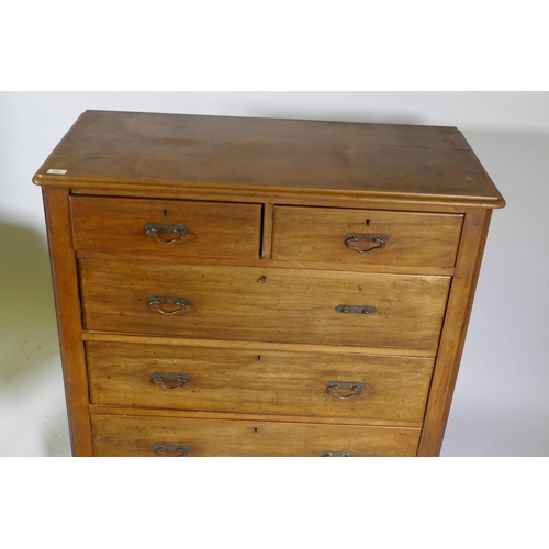 1219 - A Victorian walnut chest of two over three drawers with moulded fronts, 102 x 49 x 99cm, raised on a... 