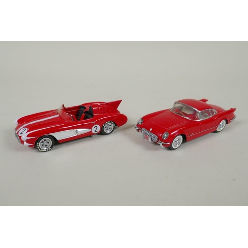 103 - Six Provence Moulage 1:43 scale kit built model cars, including a Chevrolet Corvette V8 Team Augusta... 