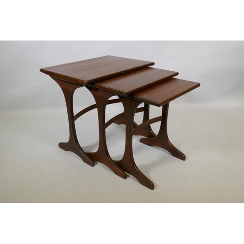 1040 - A mid century G-Plan teak nest of tables, largest 56 x 40cm, 52cm high