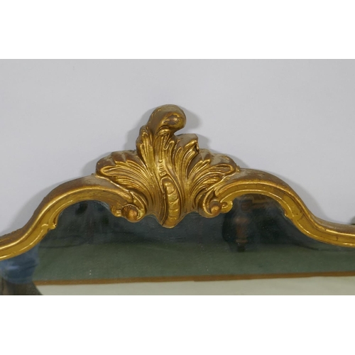 1084 - A vintage giltwood and composition rococo style wall mirror, 76 x 72cm