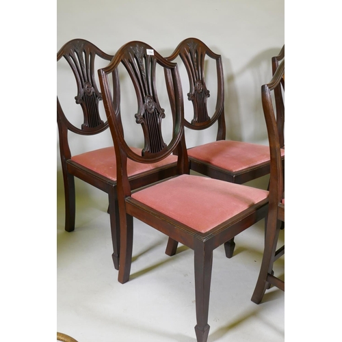 1094 - Four Hepplewhite style shield back mahogany dining chairs and two similar