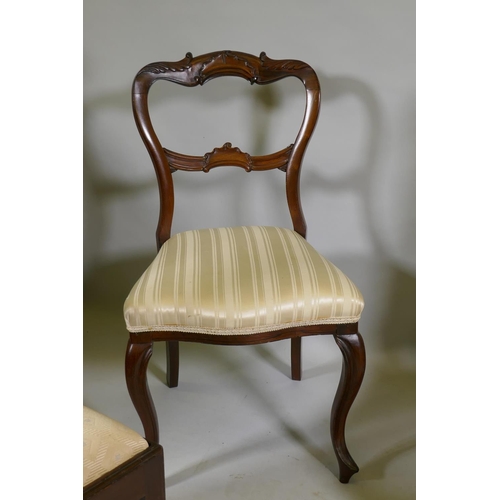 1095 - A Chippendale style elbow chair, two standard chairs, a balloon back and walnut high back nursing ch... 