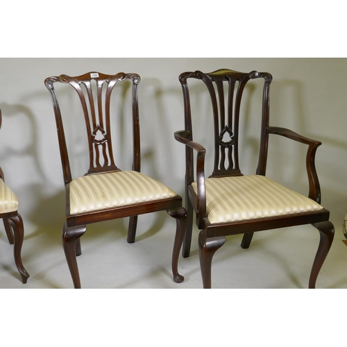 1095 - A Chippendale style elbow chair, two standard chairs, a balloon back and walnut high back nursing ch... 