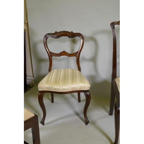 1095 - A Chippendale style elbow chair, two standard chairs, a balloon back and walnut high back nursing ch... 