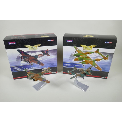 110 - Two Corgi limited edition Aviation Archive diecast 1:72 scale models, including a Bristol Blenheim 1... 