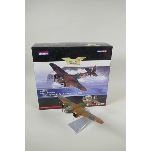 110 - Two Corgi limited edition Aviation Archive diecast 1:72 scale models, including a Bristol Blenheim 1... 