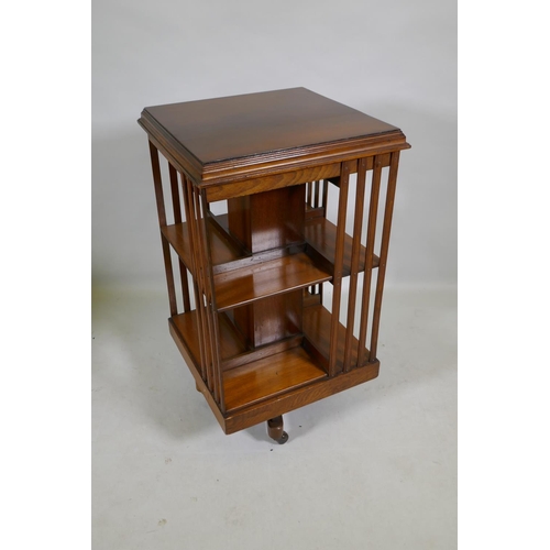 1100 - An Edwardian mahogany revolving bookcase, 50 x 50 x 89cm