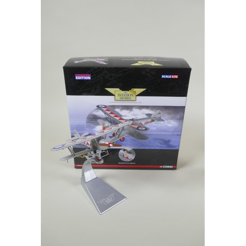 111 - Four Corgi limited edition Aviation Archive diecast 1:72 scale models, including a Hawker Hart, K298... 