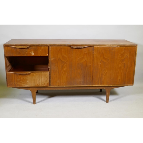 1112 - A mid century McIntosh & Co teak sideboard, AF lacks drawer, 153 x 46 x 75cm