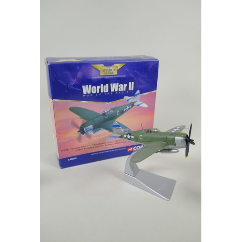 112 - Five Corgi limited edition diecast 1:72 scale model aircraft, including an Aviation Archive World Wa... 