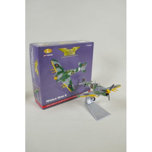 112 - Five Corgi limited edition diecast 1:72 scale model aircraft, including an Aviation Archive World Wa... 