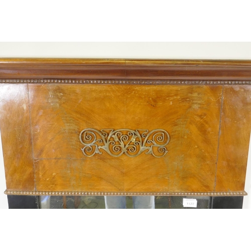 1122 - A C19th Continental secessionist style mahogany pier glass with ebonised decoration and ormolu mount... 