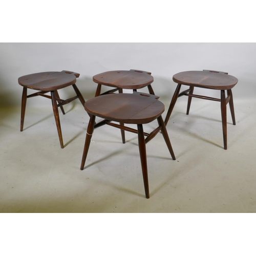 1126 - Four mid century stained Ercol adapted stools