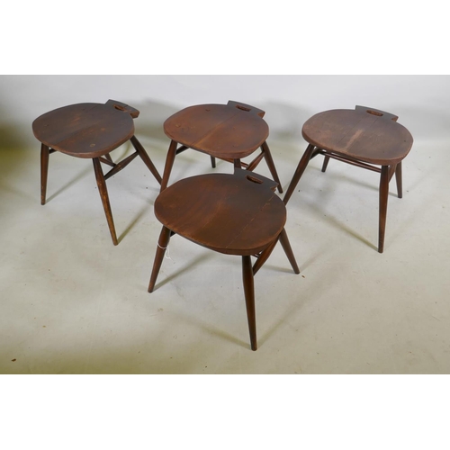 1126 - Four mid century stained Ercol adapted stools