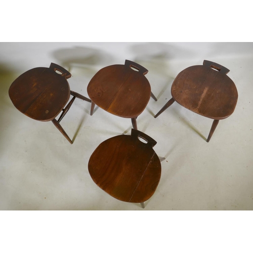 1126 - Four mid century stained Ercol adapted stools