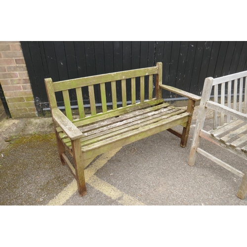 1137 - Two teak garden benches, 123cm wide