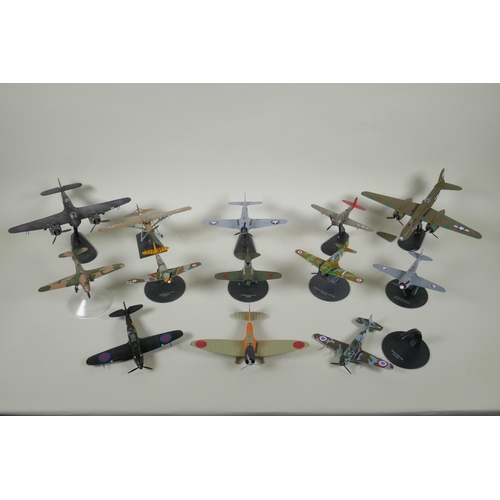 115 - Thirteen assorted 1:72 scale model aircraft including Corgi, Hobby Master, Falcon Models etc, four w... 