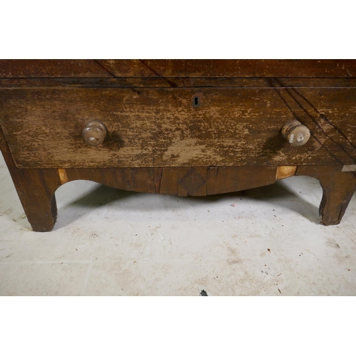 1152 - A C19th mahogany chest of two over three drawers, raised on bracket supports, 100 x 55 x 108cm