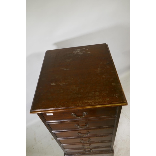 1153 - A mahogany three drawer filing cabinet, 56 x 62 x 101cm