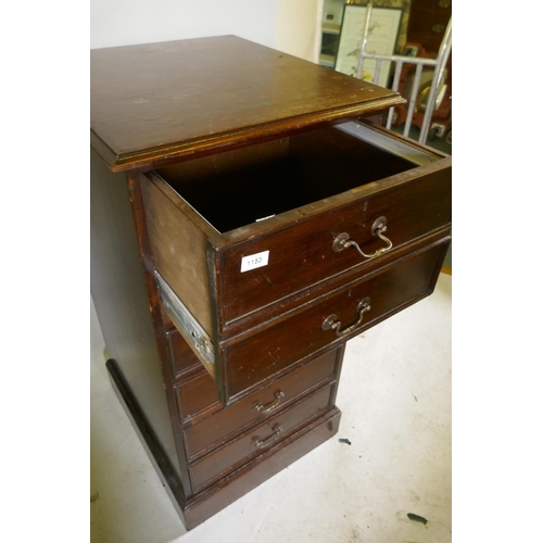 1153 - A mahogany three drawer filing cabinet, 56 x 62 x 101cm