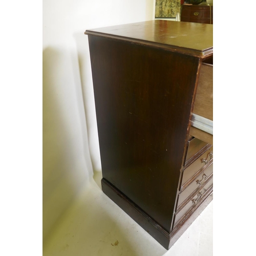 1153 - A mahogany three drawer filing cabinet, 56 x 62 x 101cm