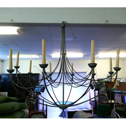 1174 - A metal ten branch 'Umbrella' chandelier, 90cm drop, 102cm diameter