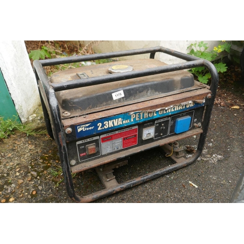 1175 - A 5.5hp 2.3KVA 230Volt petrol generator, 60 x 45 x 43cm