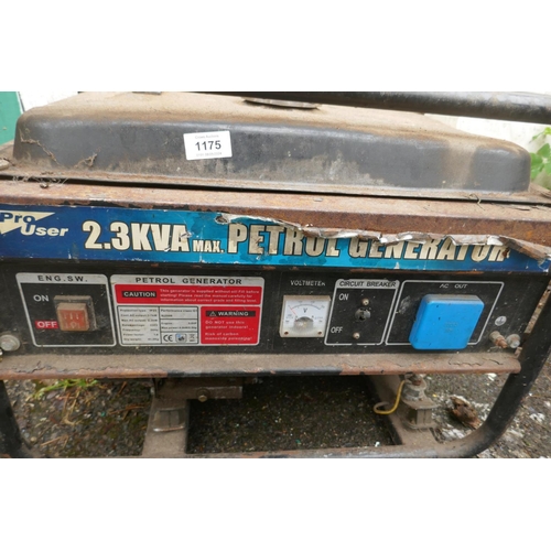 1175 - A 5.5hp 2.3KVA 230Volt petrol generator, 60 x 45 x 43cm