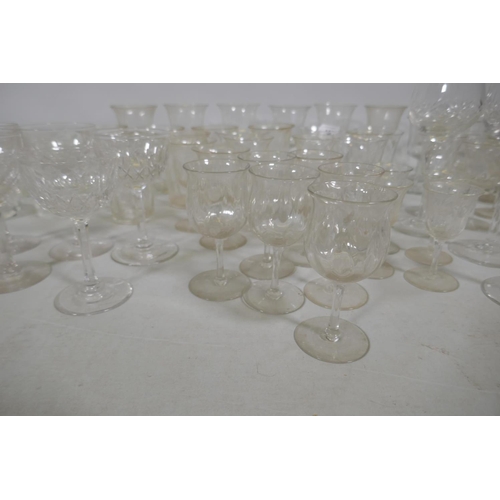 130 - A quantity of drinking glasses, Webb's tumblers, wine,  liqueur and brandy