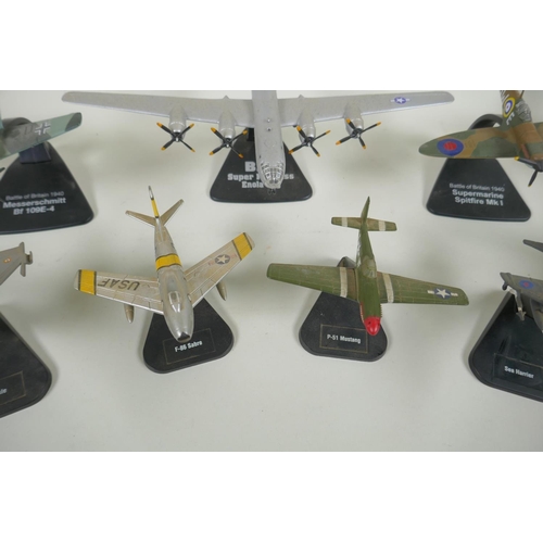 157 - Five Atlas Editions diecast model aircraft including B29 Super Fortress Enola Gay, B-17F Memphis Bel... 