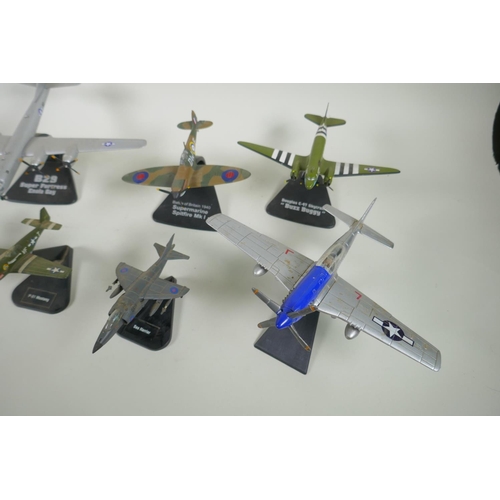 157 - Five Atlas Editions diecast model aircraft including B29 Super Fortress Enola Gay, B-17F Memphis Bel... 