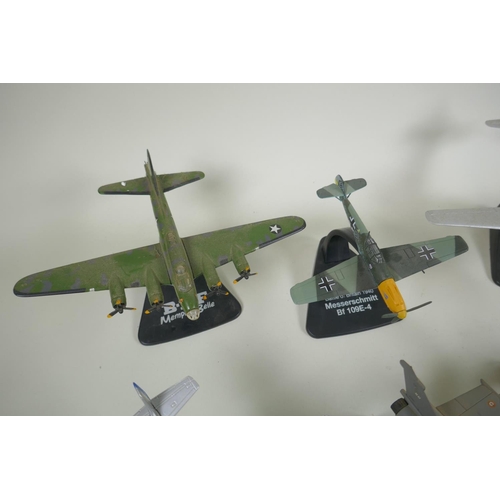 157 - Five Atlas Editions diecast model aircraft including B29 Super Fortress Enola Gay, B-17F Memphis Bel... 