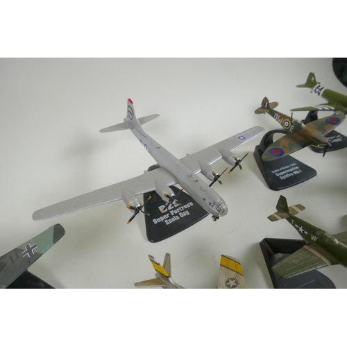 157 - Five Atlas Editions diecast model aircraft including B29 Super Fortress Enola Gay, B-17F Memphis Bel... 