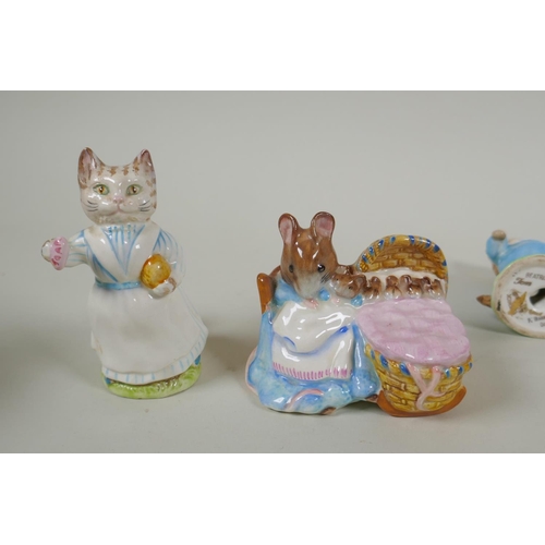 206 - A collection of Beatrix Potter related porcelain, to include six Beswick figurines, Peter Rabbit, Ta... 