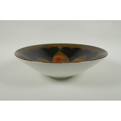 226 - A Poole Pottery Aegean leaf design bowl, 34cm diameter