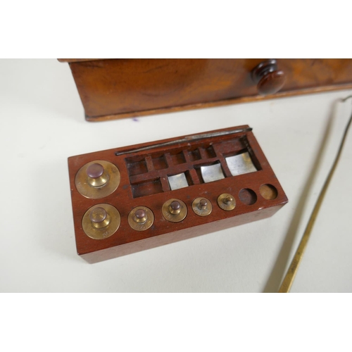 227 - A set of late C19th/early C20th mahogany and brass portable jewellers scales by C. Stevens & Son... 