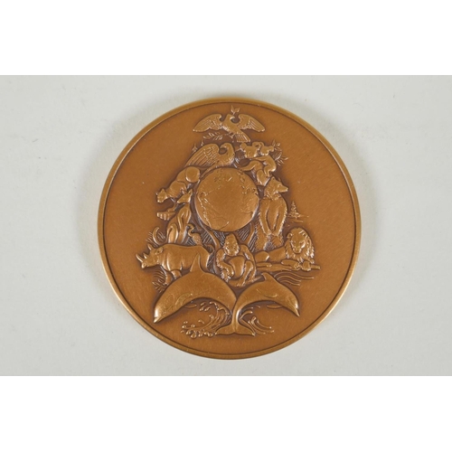 229 - A Franklin Mint solid bronze commemorative medallion/2001 year calendar, 7.5cm diameter