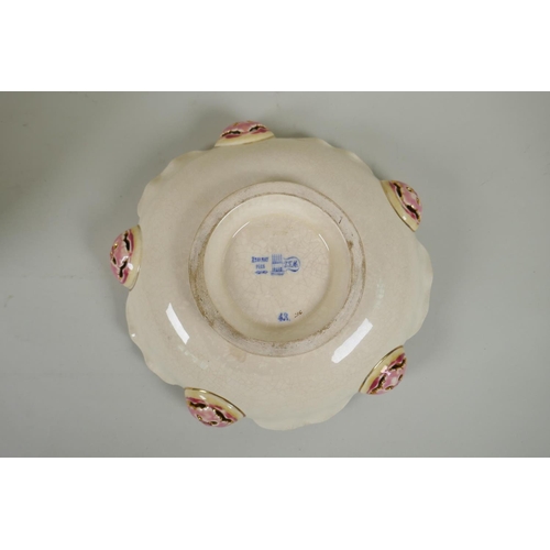 248 - A Zsolnay Pecs polychrome porcelain dish with frilled rim and floral decoration, together with a Cze... 