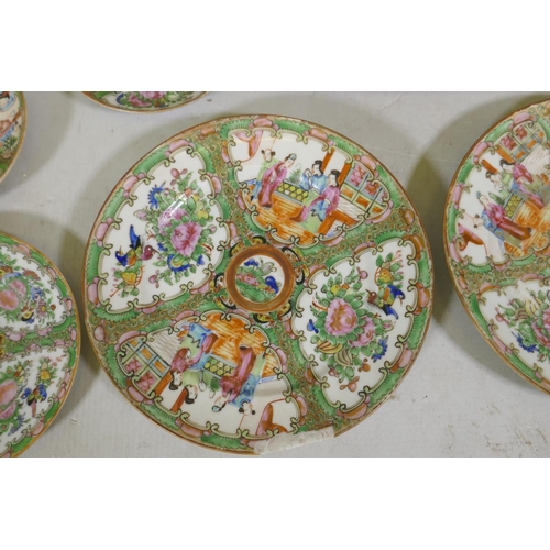 25 - A collection of Cantonese famille verte export ware porcelain, largest plate 25cm diameter