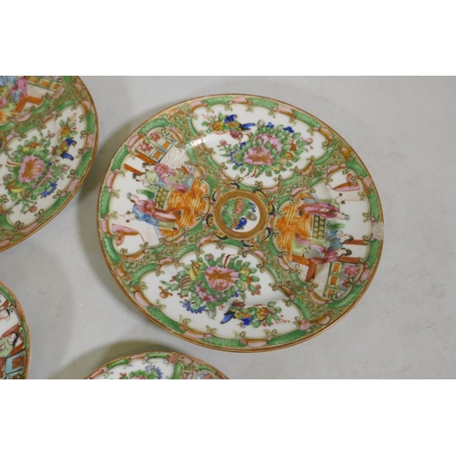 25 - A collection of Cantonese famille verte export ware porcelain, largest plate 25cm diameter