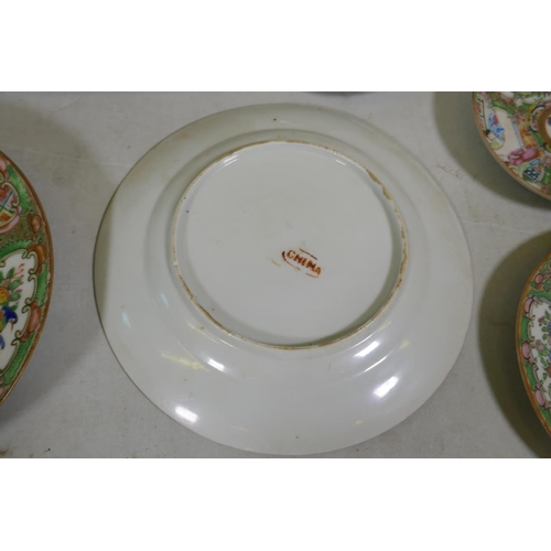 25 - A collection of Cantonese famille verte export ware porcelain, largest plate 25cm diameter