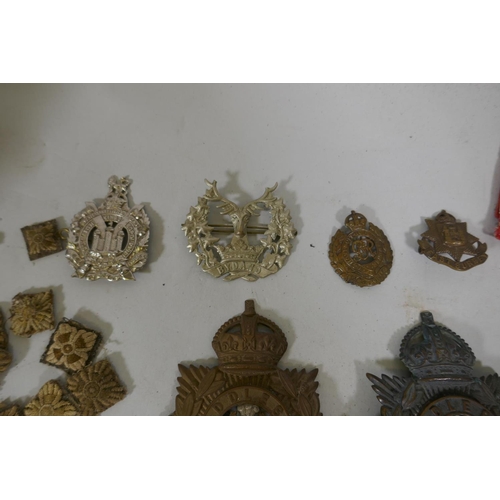 257 - Regimental cap/shako badges and military buttons, Middlesex Regiment, Royal Engineers, Kings Bordere... 