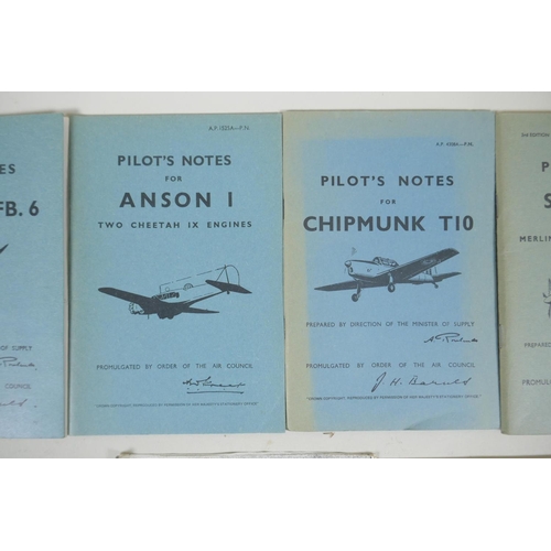 278 - A collection of Air Ministry and R.A.F. Pilot's Notes books for various aircraft, largest 15 x 24cm